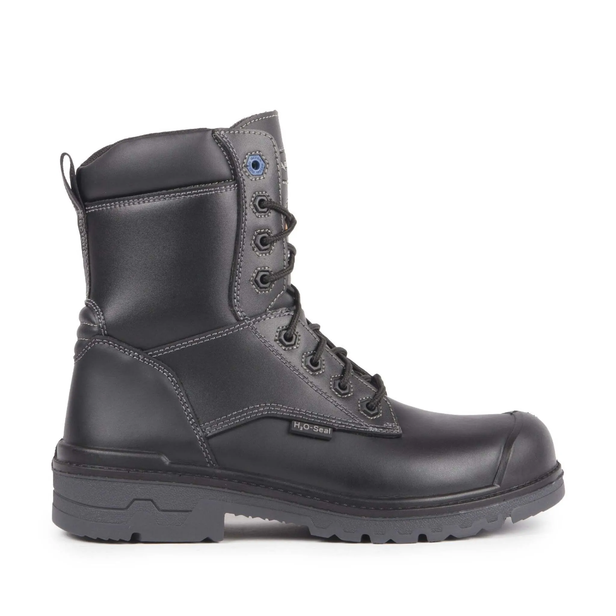 Acton Men's 8" Progum Leather Safety Work Boots - Durable Steel Toe, Waterproof, Puncture-Resistant Plate, Insulated Comfort | Sizes 7-17 | Black