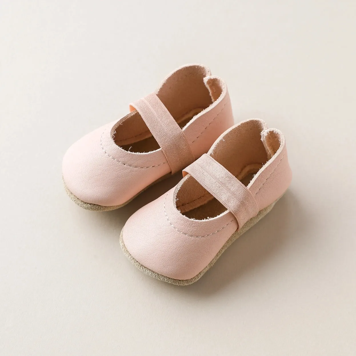 Baby Leather Mary Janes, Blush