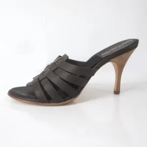 Bernardo Chocolate Leather Springolator Slides Mules 7