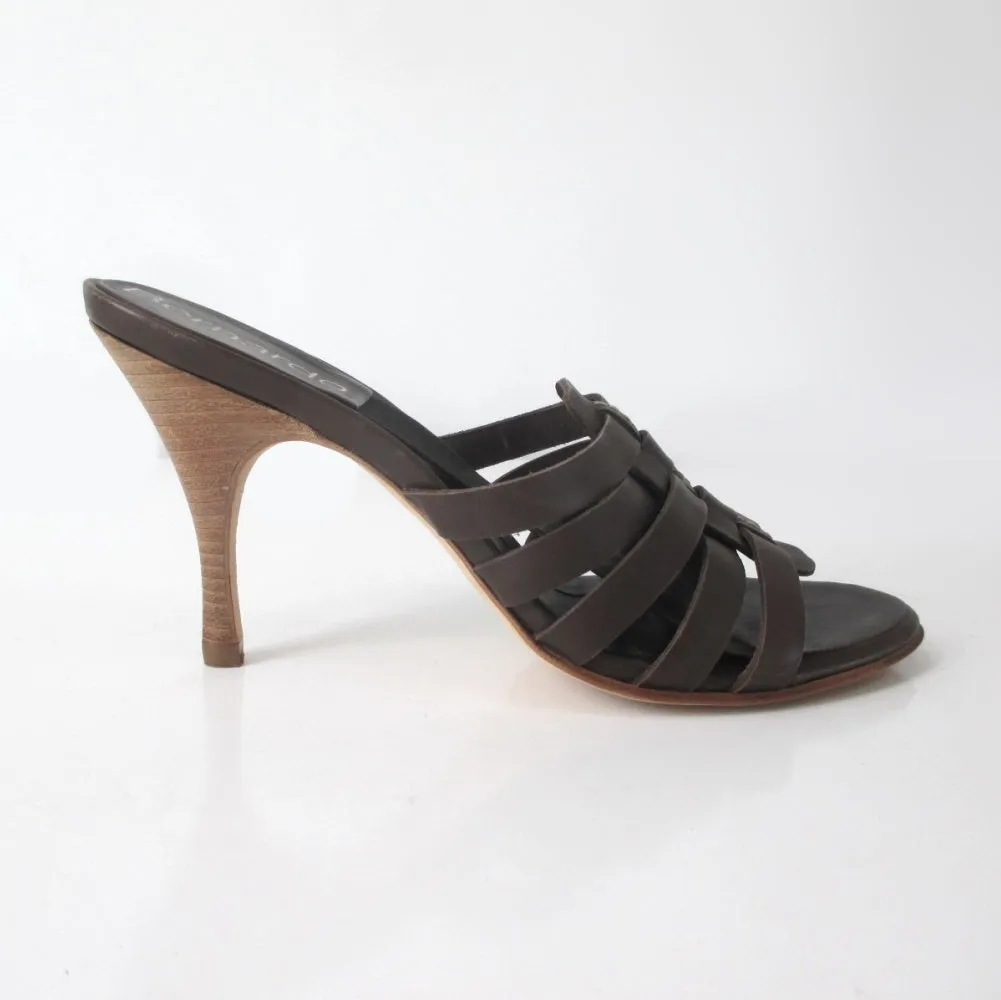 Bernardo Chocolate Leather Springolator Slides Mules 7