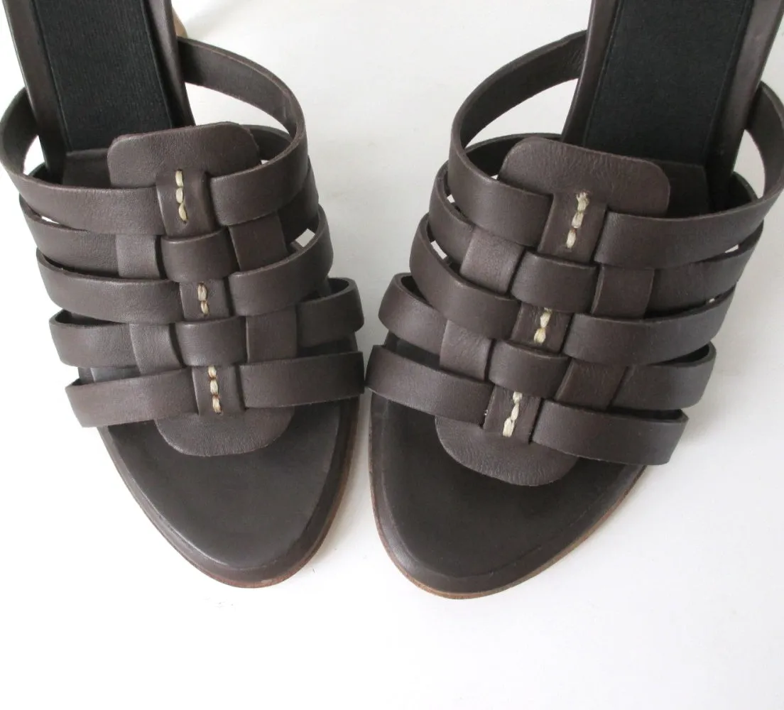 Bernardo Chocolate Leather Springolator Slides Mules 7