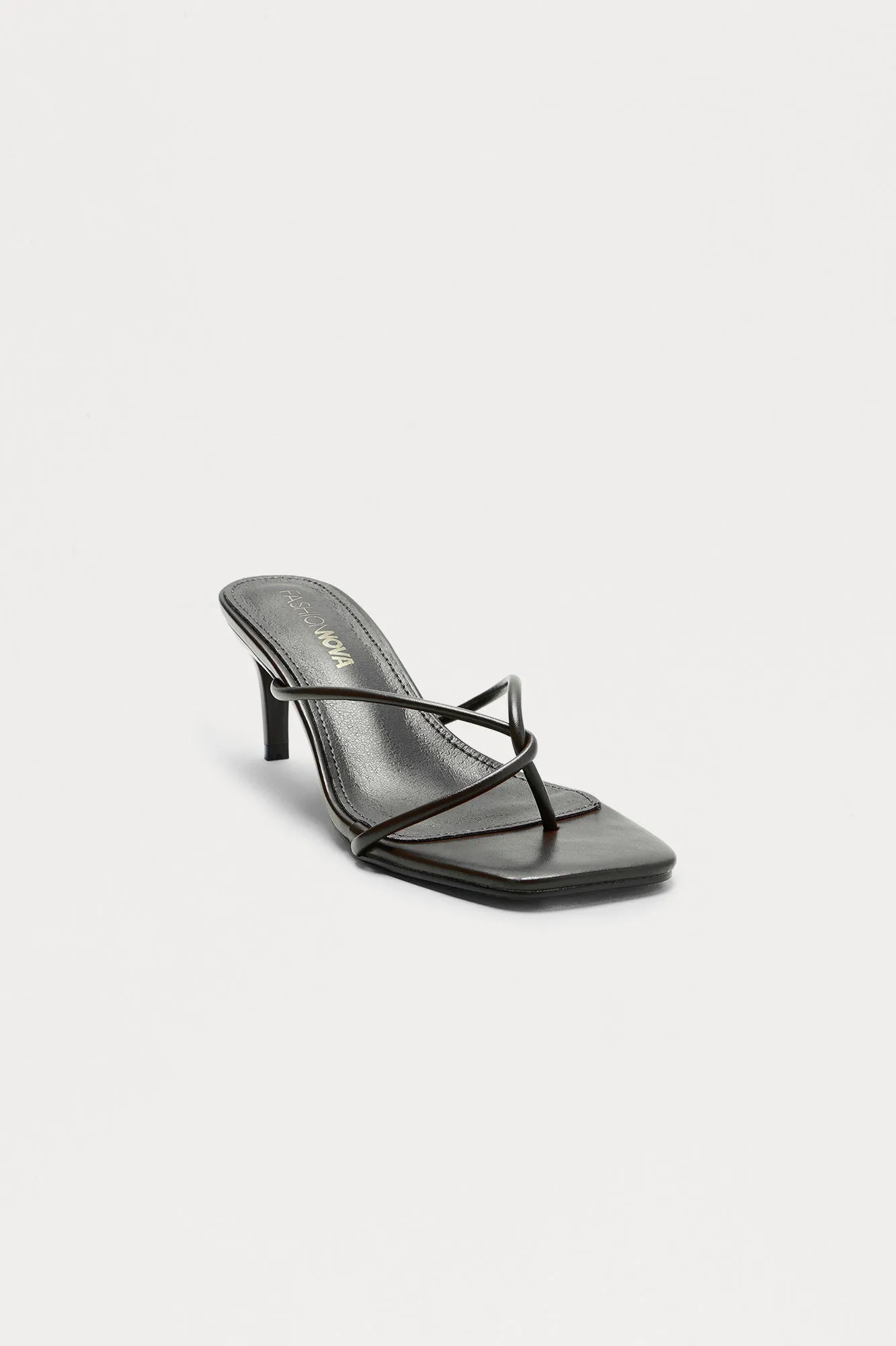 Berry Faux Leather Thong Mules - Black