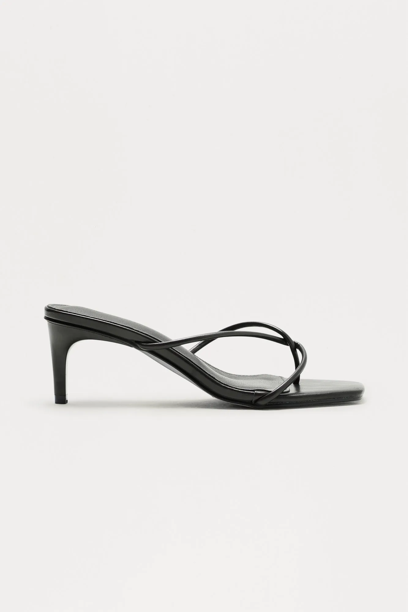 Berry Faux Leather Thong Mules - Black