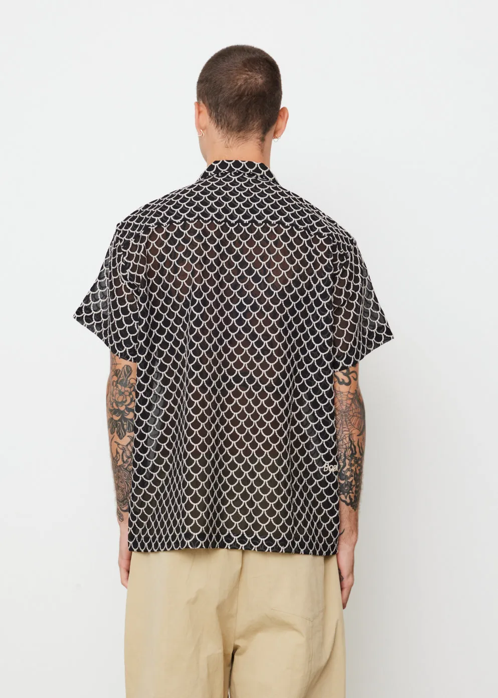 Embroidered Sheer Siren Short Sleeve Shirt