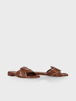 eye-catching leather mules