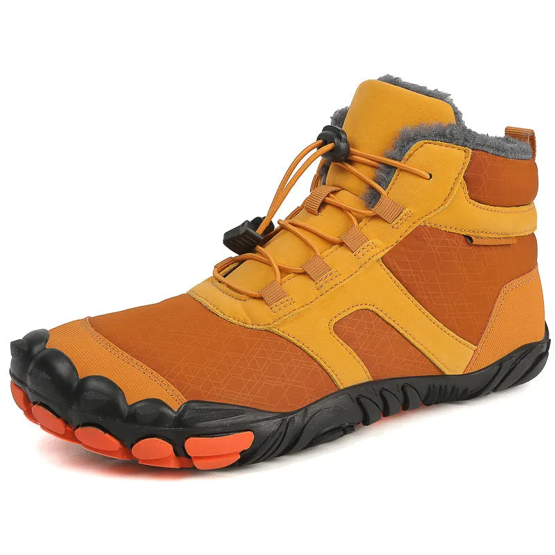 Fleece-lined Water-repellent Five-finger Snow Boots Thermal Non-slip Cotton-padded Shoes