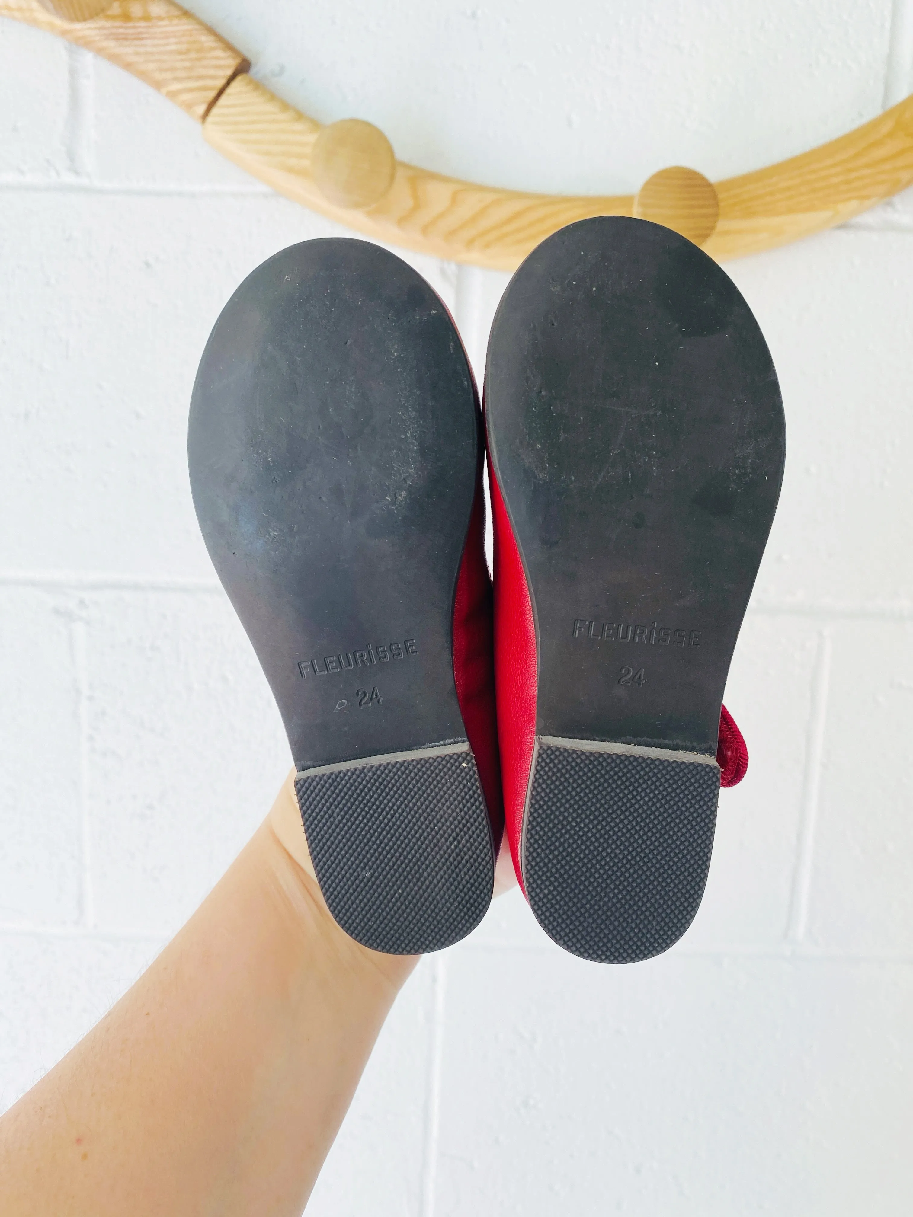 Fleurisse Red Mary Janes, size 8 (24)