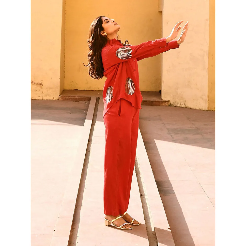 Gulaal Diyu Sequin Embroidered Red Co-Ord (Set of 2)