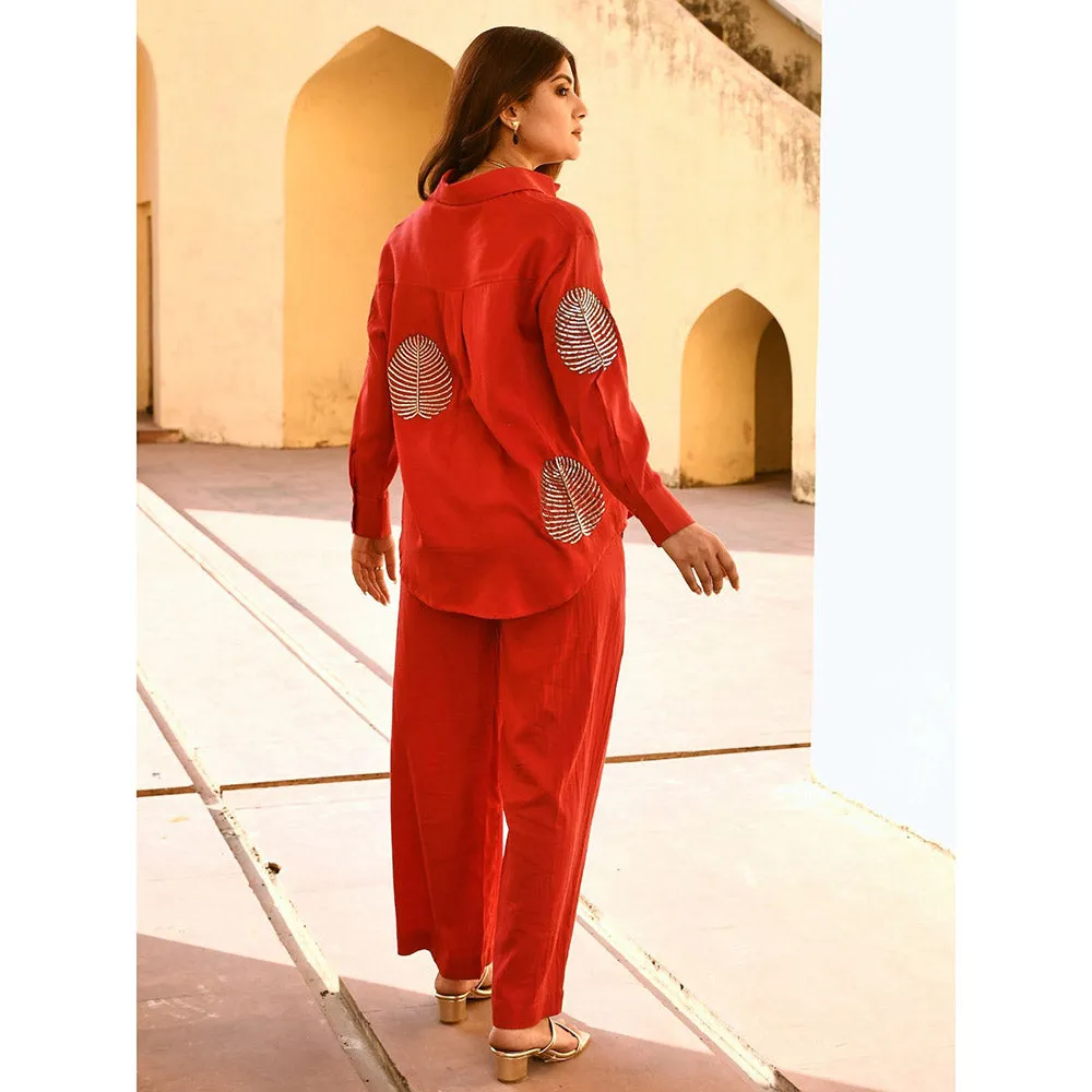 Gulaal Diyu Sequin Embroidered Red Co-Ord (Set of 2)