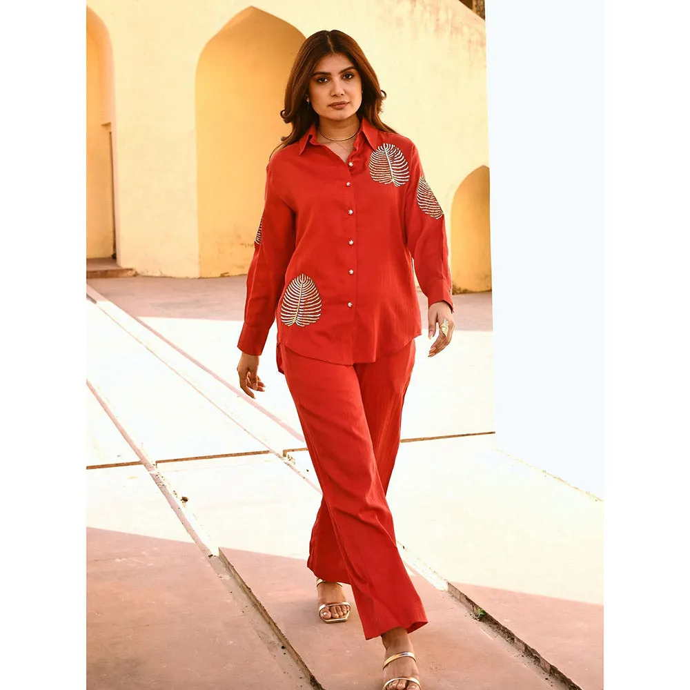 Gulaal Diyu Sequin Embroidered Red Co-Ord (Set of 2)