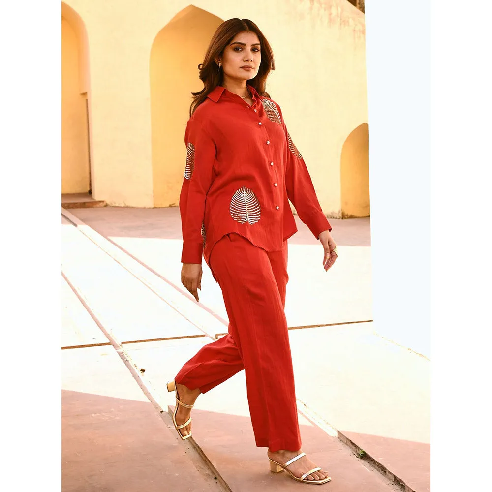 Gulaal Diyu Sequin Embroidered Red Co-Ord (Set of 2)