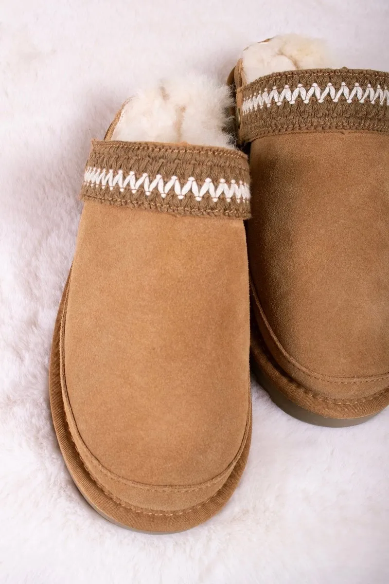 Hallie Sheepskin Multiway Slippers in Chestnut