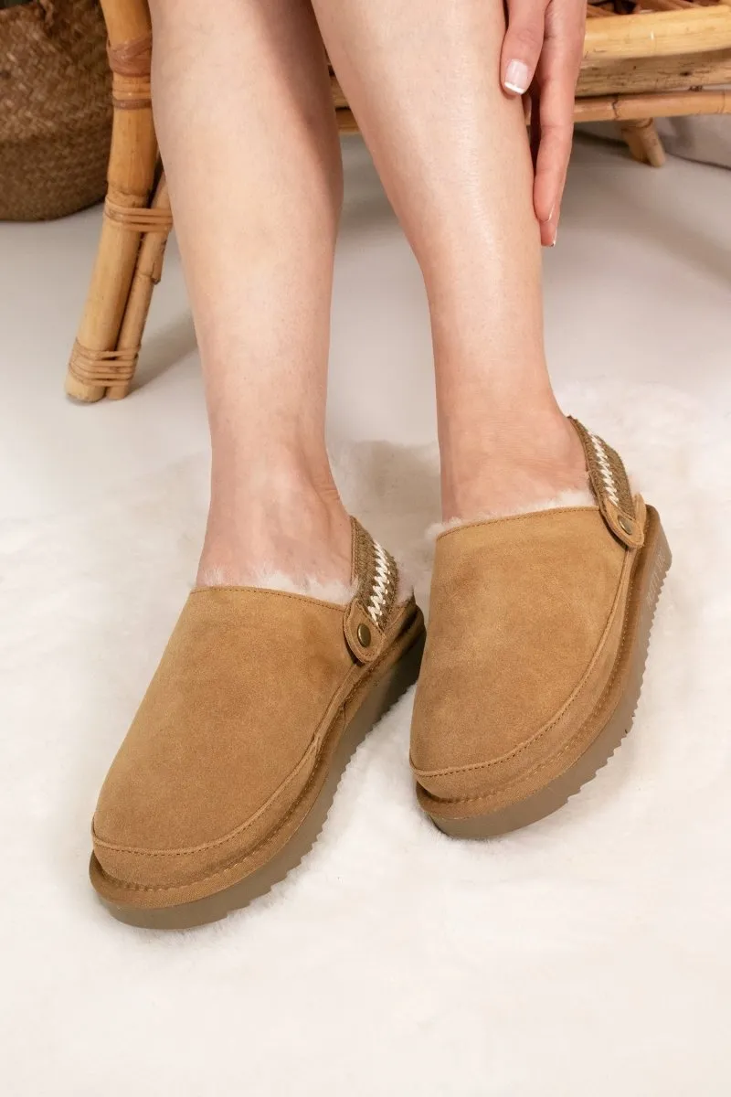 Hallie Sheepskin Multiway Slippers in Chestnut