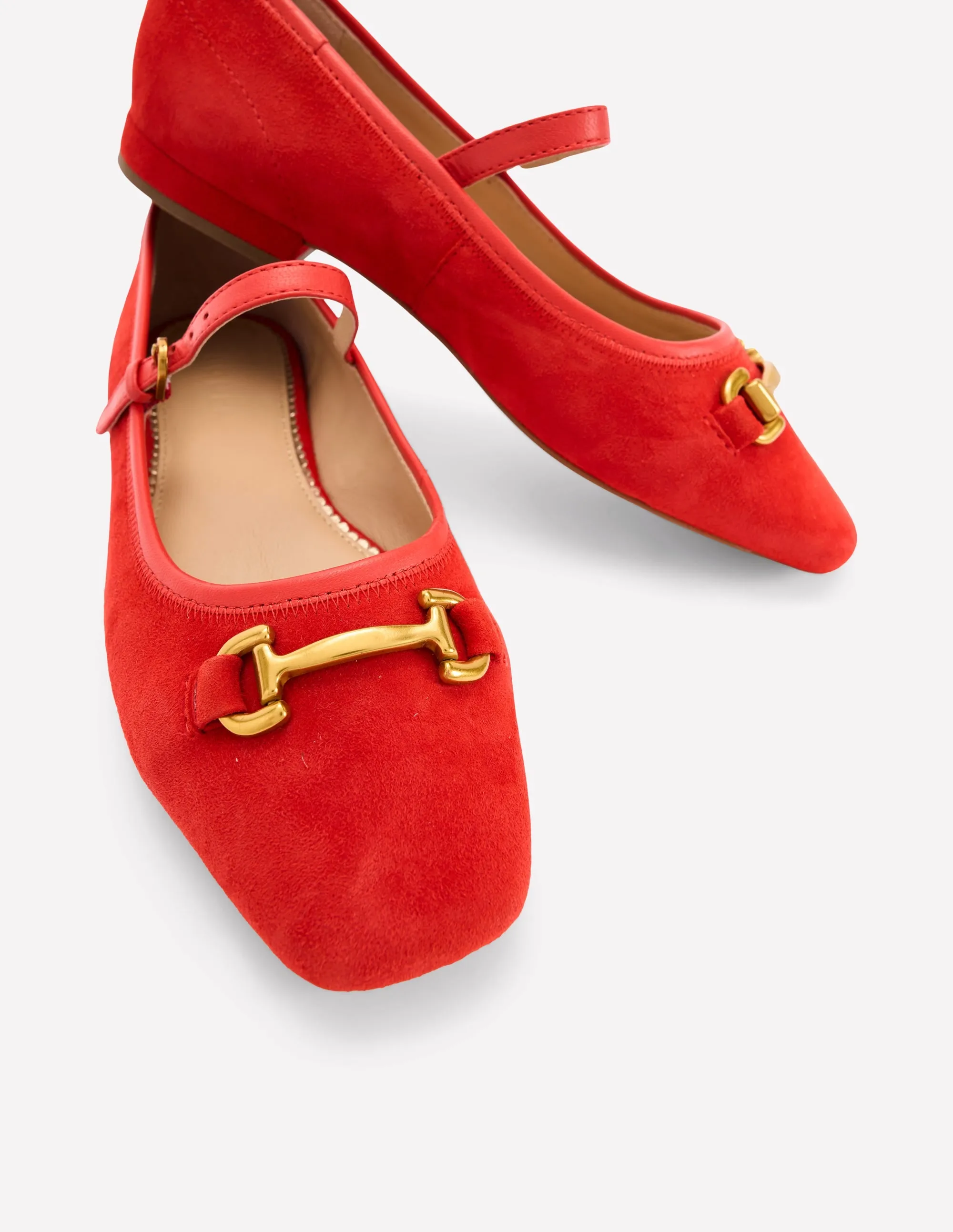 Iris Snaffle Mary Jane Flats-Red