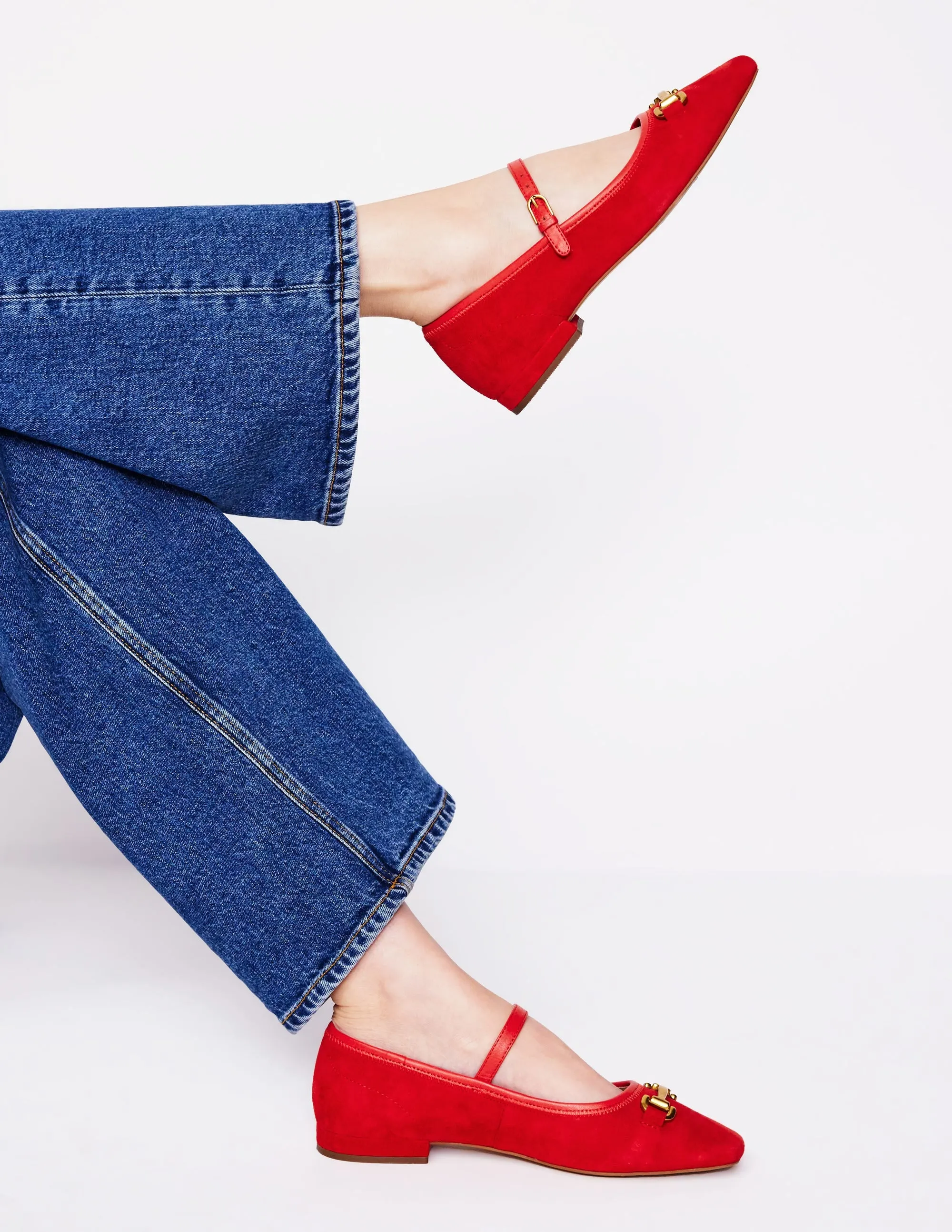 Iris Snaffle Mary Jane Flats-Red