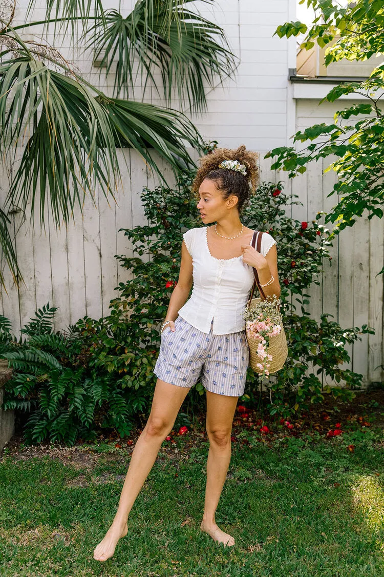 Laila Shorts - Provence Stripe