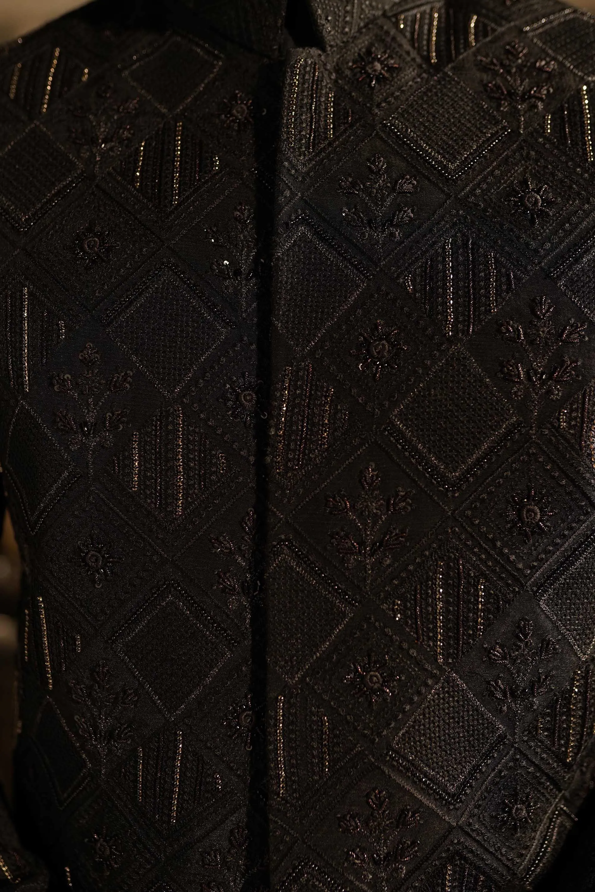 Luxurious Black Heavily Hand Embellished Sherwani