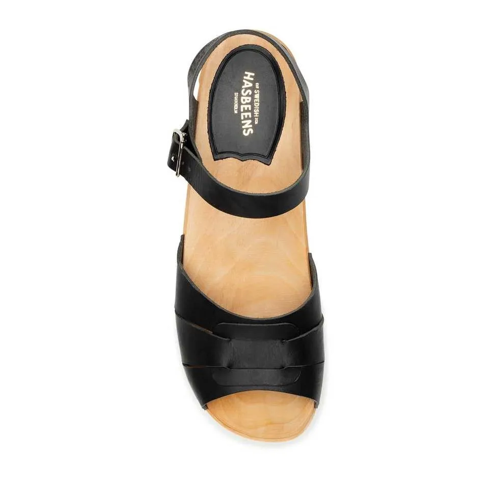 Peep Toe Low Clog (Black)