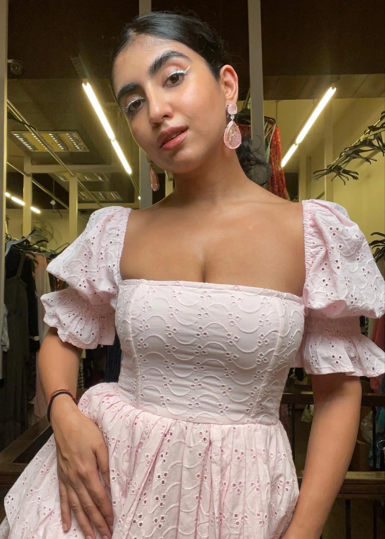 Pixie Baby Pink Schiffli Puff Corset Dress