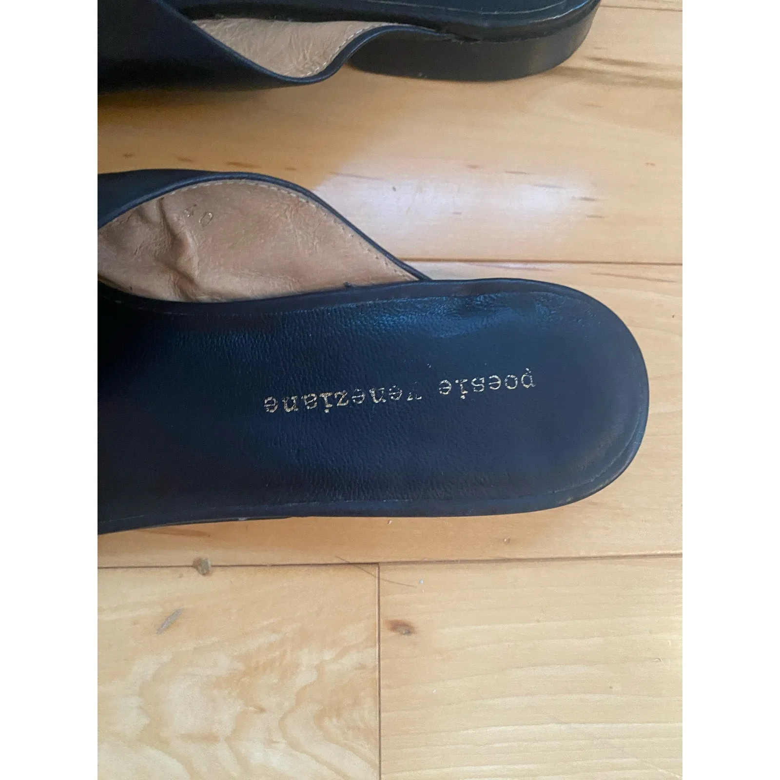 Poesie Veneziane Black Leather Mules Size 40