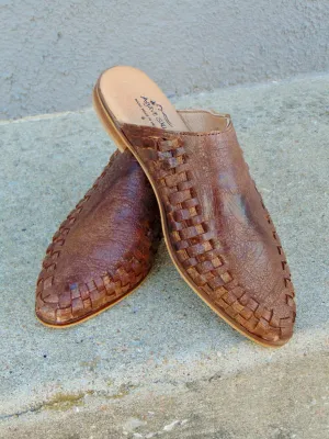 Rose Woven Leather Mule Slide