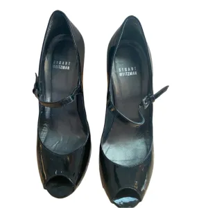Stuart Weitzman Black Patent Wedge Mary Janes Size 8