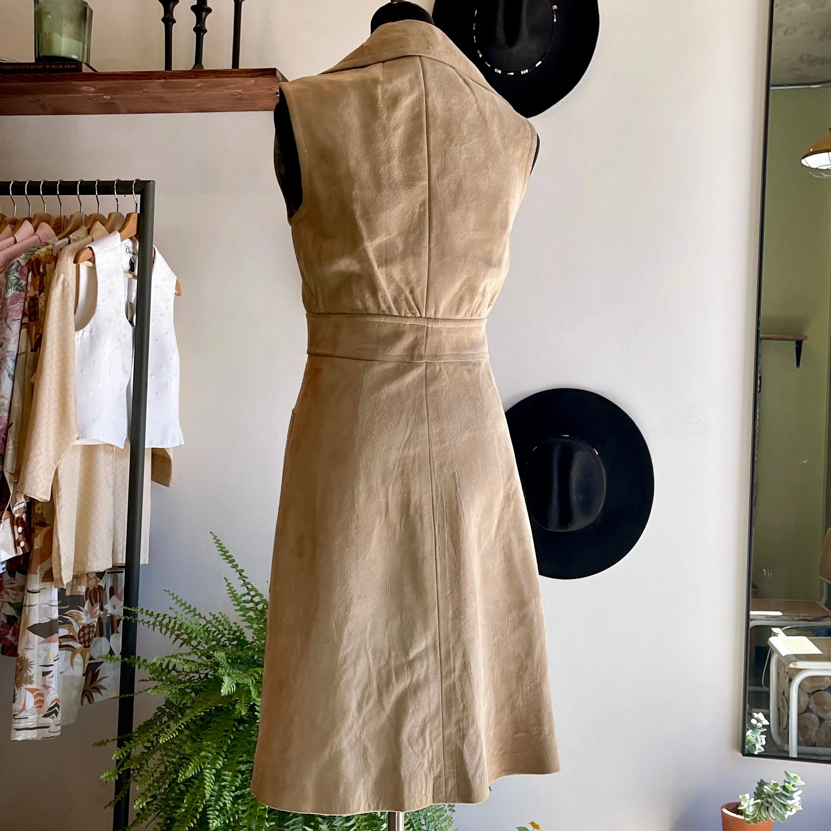 Vintage 70s Morton Myles for Smith and Jones Suede Vest Dress